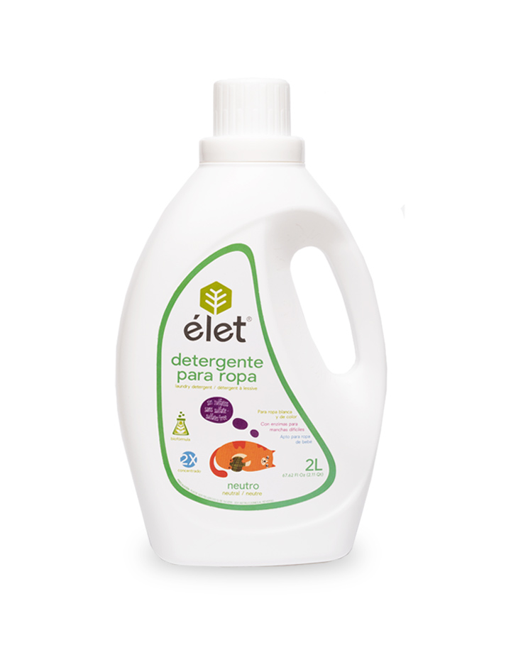 PT206 ÉLET Detergente para Ropa Sin Sulfatos 2L (8pzs)